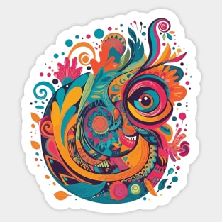 Face, Abstract, Psychedelic, Surrealistic, Colorful Face Sticker
